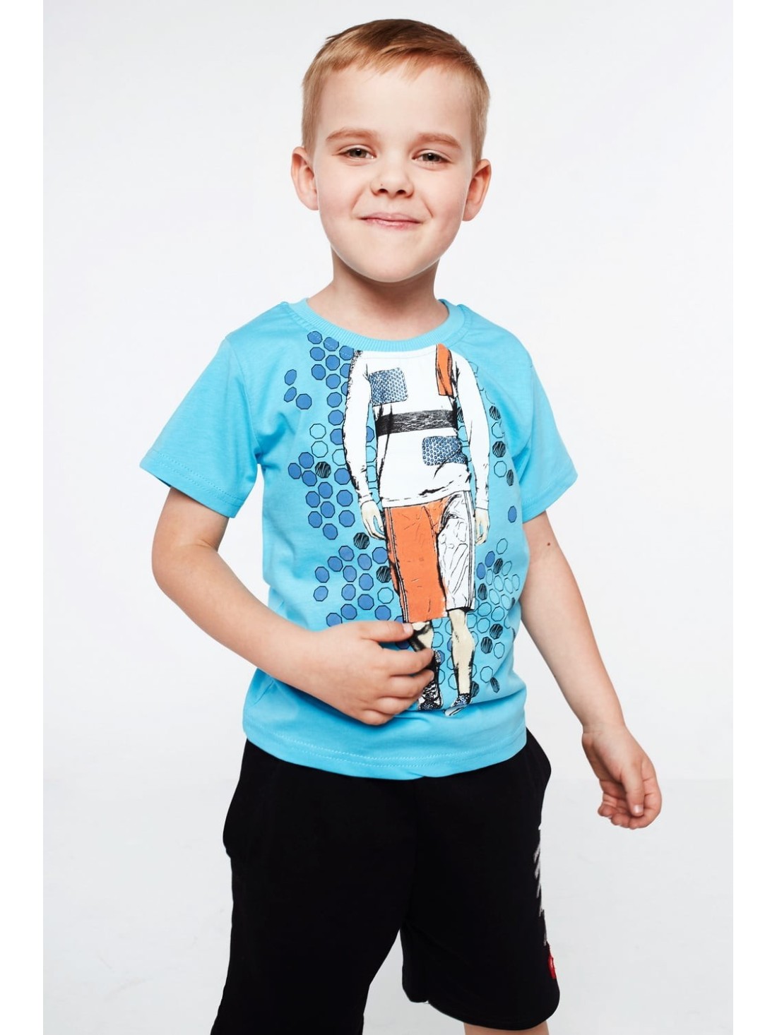 Boy\'s T-shirt with an application, blue NDZ4463 - Online store - Boutique